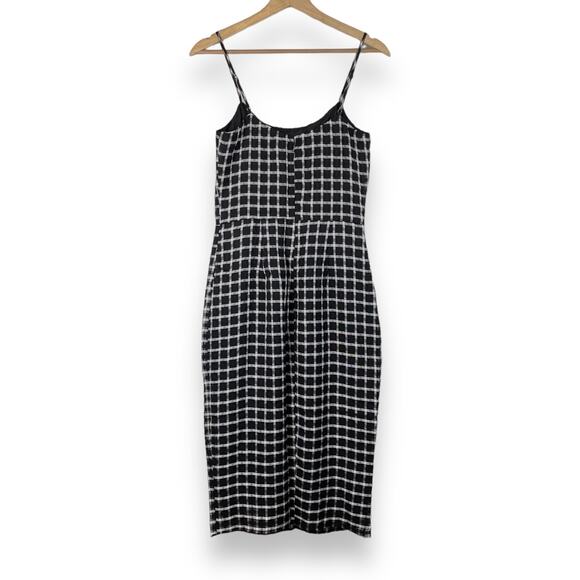Dress the Population Shaireen Plaid Grid Midi Dress Black White Size S - Picture 6 of 16